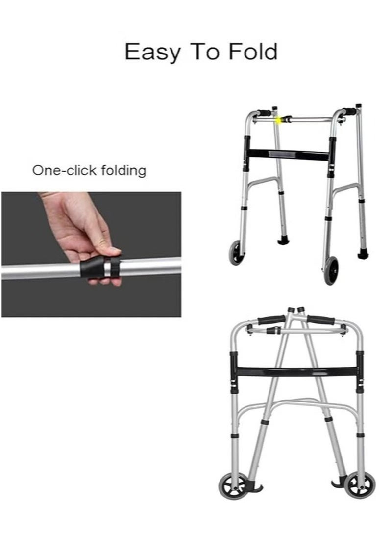 والالا مشاية قابلة للطي متينة بوزن 200 كجم - أداة مساعدة خفيفة الوزن من الألومنيوم بعجلات 5 بوصات ومقعد قابل للإزالة | مشاية منصة قابلة للتعديل لكبار السن والمعاقين وذوي الاحتياجات الخاصة (تصميم قابل للطي) - Image 4