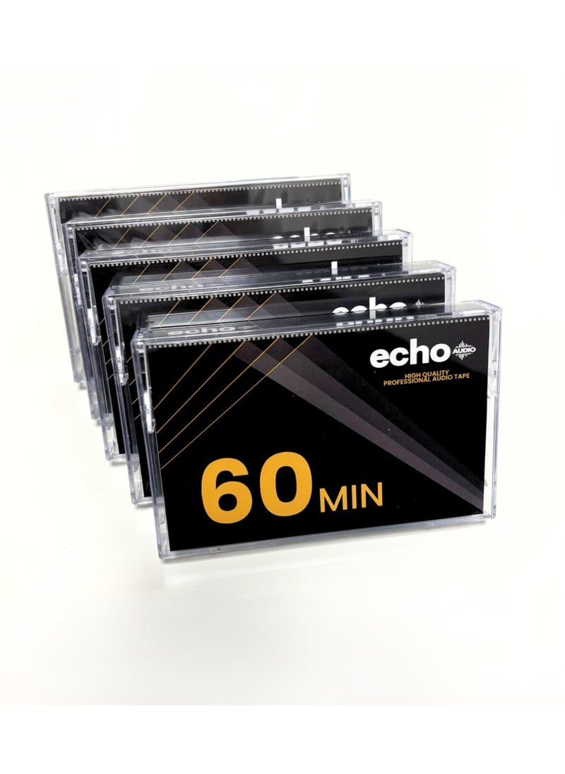 echo AUDIO Echo Audio 60 Minute Blank Audio Cassette | Pack of 5 | High Quality Professional Audio Tape Recorder Playback and Recording  - Image 1