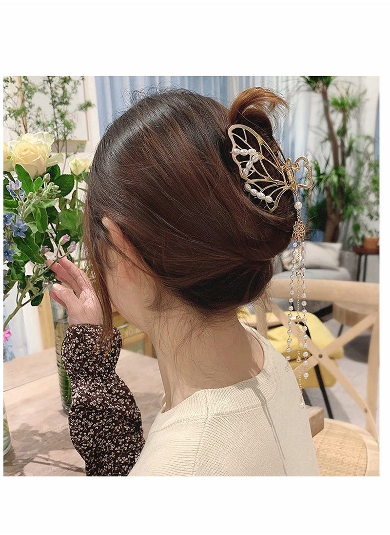 KASTWAVE Hair Clips, Butterfly Clips, Metal Hair Claw Clip, Fashion Nonslip Hair Clamps, Tassel Hair Catch Clip, Barrettes Hair Accessories, for Styling Thick Hair Thin Hair, for Women and Girls as Gift 1PCS  - Image 4