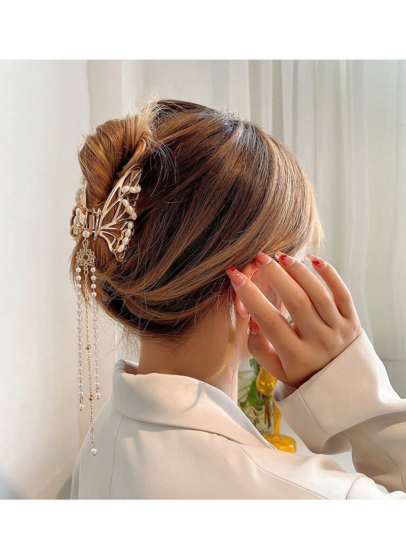 KASTWAVE Hair Clips, Butterfly Clips, Metal Hair Claw Clip, Fashion Nonslip Hair Clamps, Tassel Hair Catch Clip, Barrettes Hair Accessories, for Styling Thick Hair Thin Hair, for Women and Girls as Gift 1PCS  - Image 3
