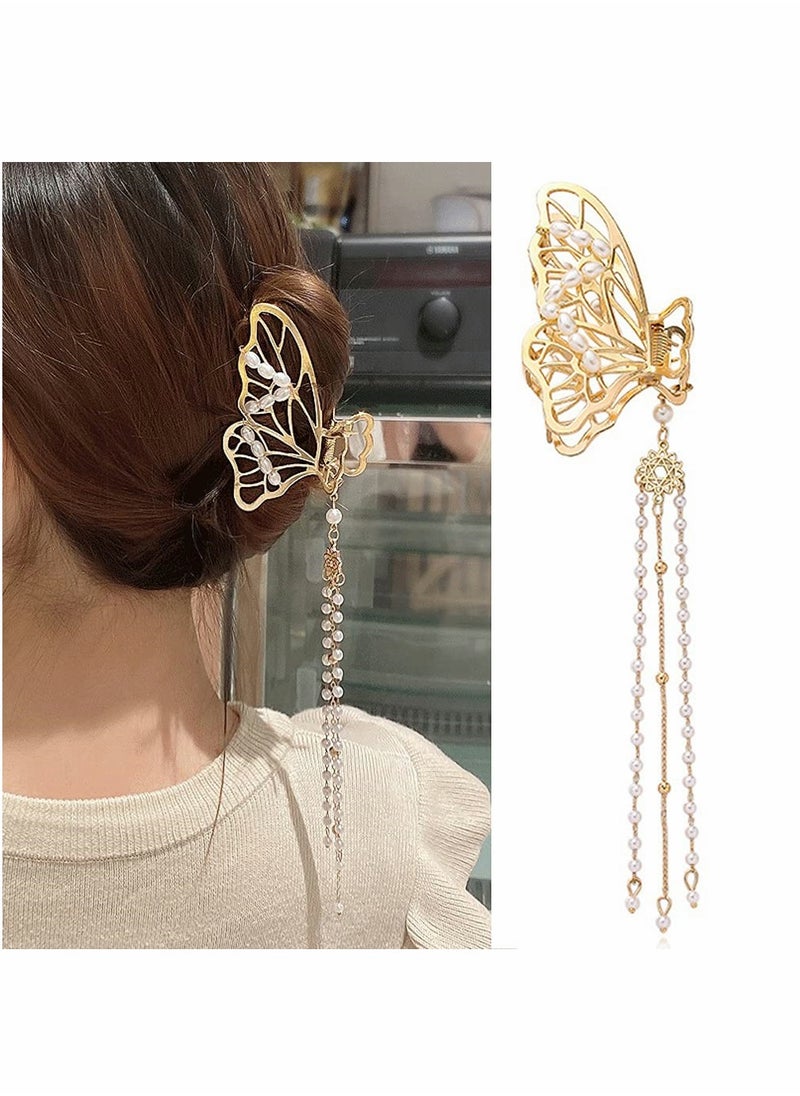 KASTWAVE Hair Clips, Butterfly Clips, Metal Hair Claw Clip, Fashion Nonslip Hair Clamps, Tassel Hair Catch Clip, Barrettes Hair Accessories, for Styling Thick Hair Thin Hair, for Women and Girls as Gift 1PCS  - Image 1