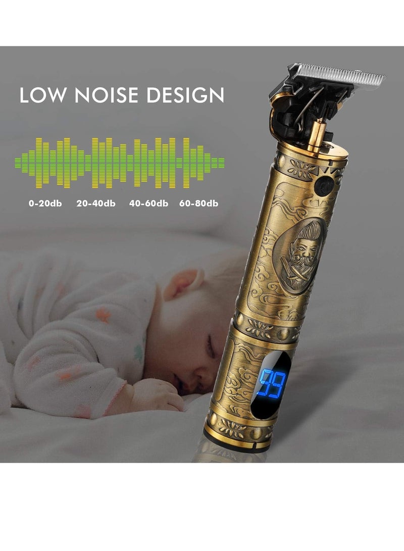 Upgraded Hair Trimmer Beard Clippers for Men Professional USB Electric Hair Clippers for Hair Cutting T Blade Gold Trimmers Pro Li Cordless Outliner Zero Gaped Rechargeable Retro Trimmer LED Display - Image 5