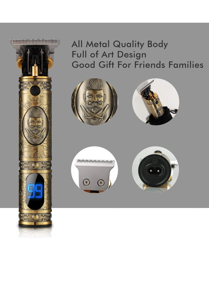 Upgraded Hair Trimmer Beard Clippers for Men Professional USB Electric Hair Clippers for Hair Cutting T Blade Gold Trimmers Pro Li Cordless Outliner Zero Gaped Rechargeable Retro Trimmer LED Display - Image 2