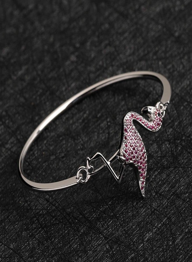 HOLLP Crystal Flamingo Bracelet for Women Gifts For Mom Birthday Party BFF Jewelry (Silver) - Image 2