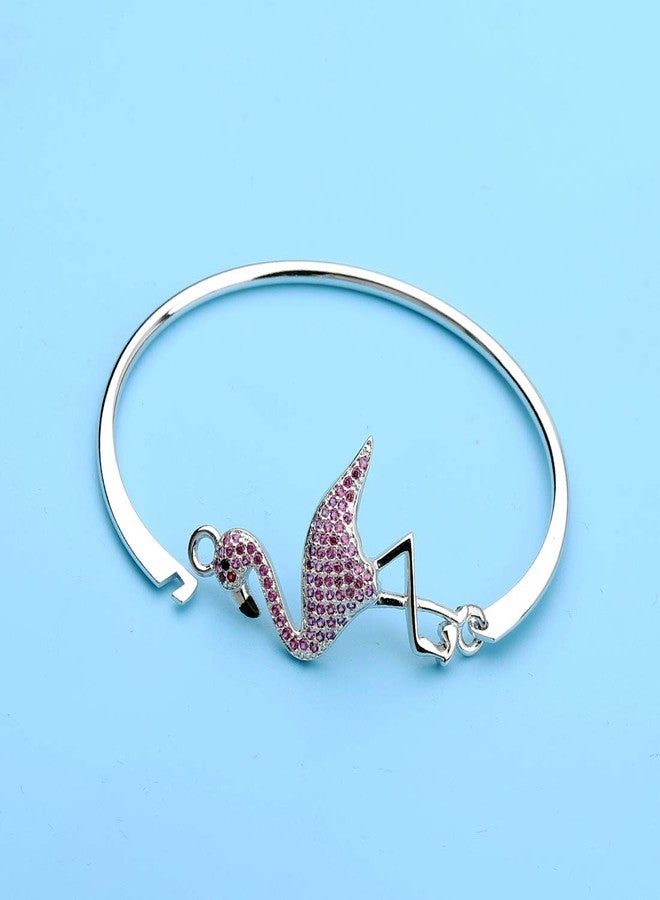 HOLLP Crystal Flamingo Bracelet for Women Gifts For Mom Birthday Party BFF Jewelry (Silver) - Image 3