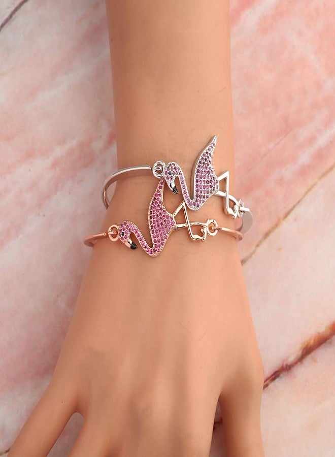 HOLLP Crystal Flamingo Bracelet for Women Gifts For Mom Birthday Party BFF Jewelry (Silver) - Image 5