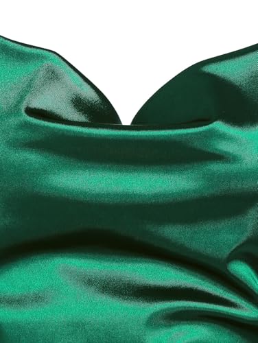 ZAFUL Women's Satin Sleeveless Spaghetti Strap Mini Dress Sexy Slip Cowl Neck Silky Cocktail Party Dresses(Green, S) - Image 4
