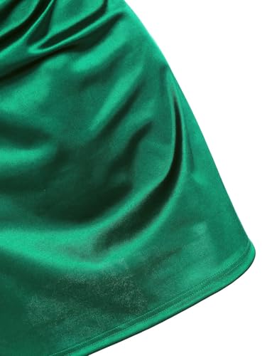 ZAFUL Women's Satin Sleeveless Spaghetti Strap Mini Dress Sexy Slip Cowl Neck Silky Cocktail Party Dresses(Green, S) - Image 5