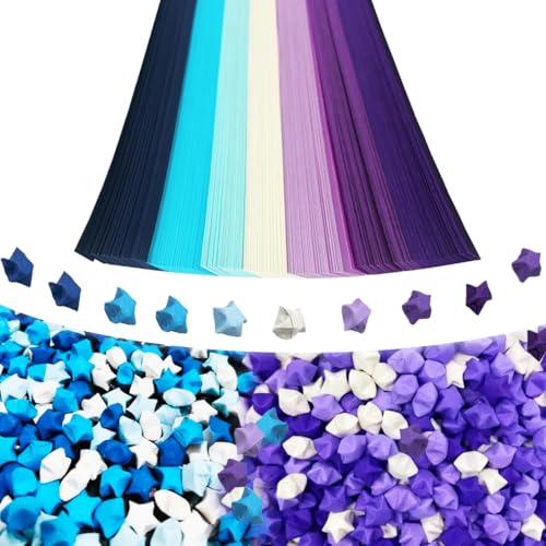 Loaengeo Star origami origami star paper strips lucky star decorative paper strips DIY handicrafts blue purple gradient 540 pieces - Image 1