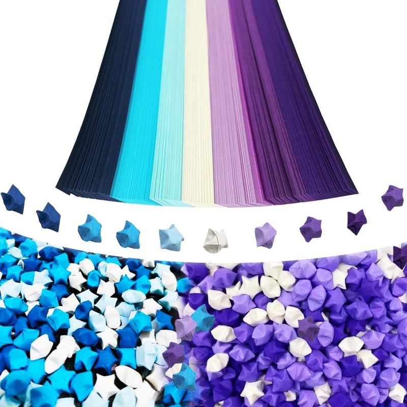 Loaengeo Star origami origami star paper strips lucky star decorative paper strips DIY handicrafts blue purple gradient 540 pieces - Image 3