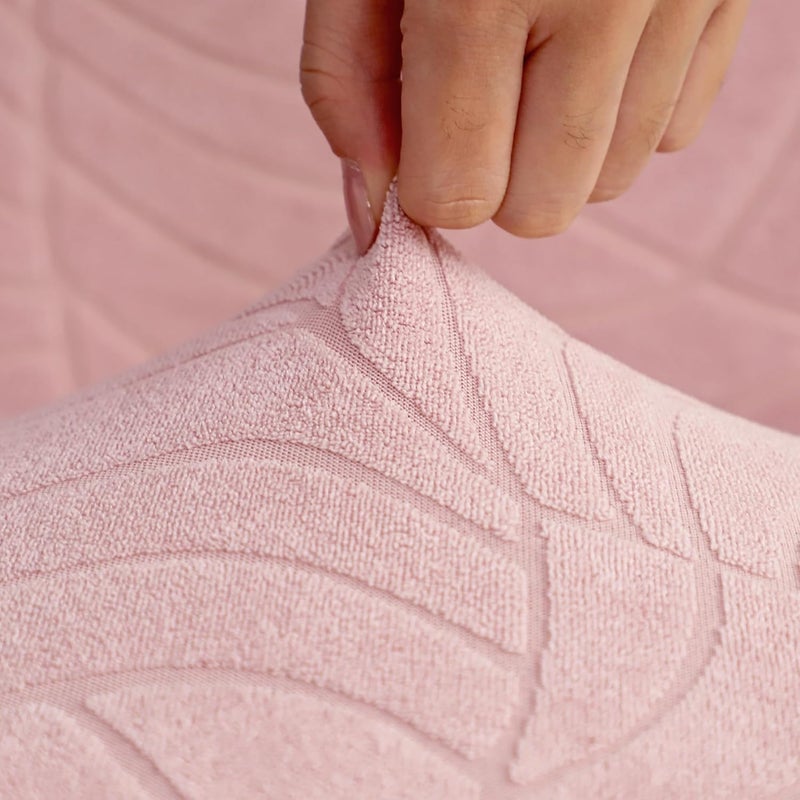 EVOLLER Store Criss Cross Desk Chair Cover Pink Jacquard Leaf Stretch Armless Vanity Chair Slipcover 1 Piece Water-Resistant Washable - Image 5