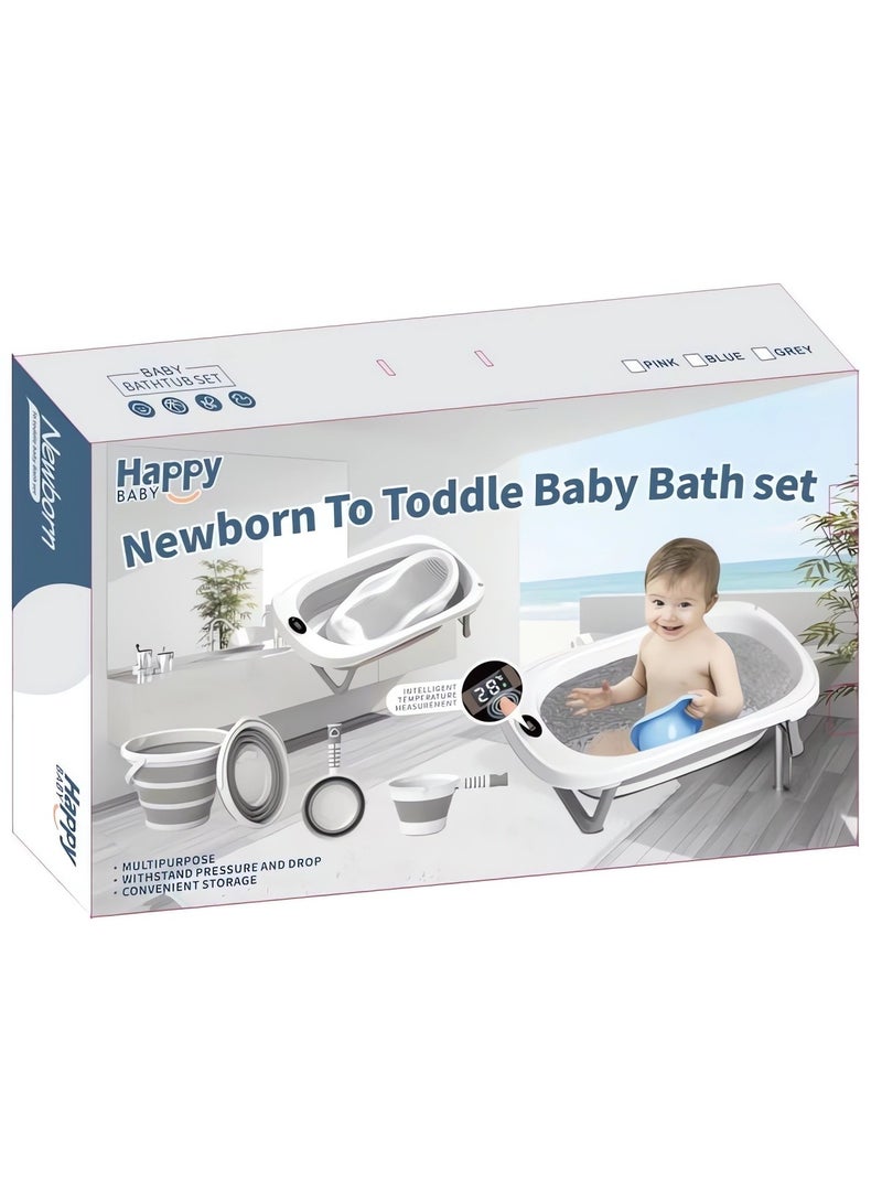 هيكسدريم حوض استحمام للأطفال قابل للطي ومضاد للانزلاق، مكون من 5 قطع - Image 1