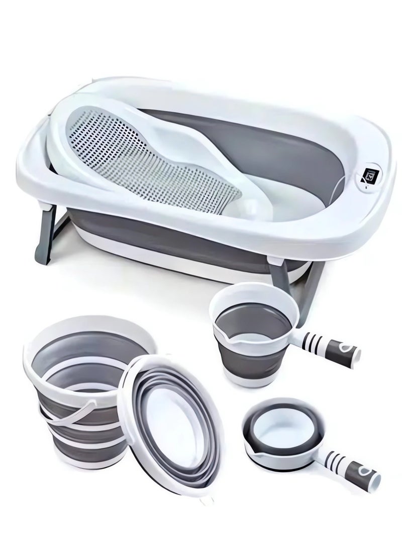 هيكسدريم حوض استحمام للأطفال قابل للطي ومضاد للانزلاق، مكون من 5 قطع - Image 2