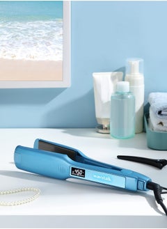 wavytalk Hair Straightener, 1.75 Inch Wide Titanium Flat Iron for Hair, Professional Hair Straightener with Adjustable Temp(170 ℉-450℉), Fast Heat Up Dual Voltage Flat Iron(Blue)  - Image 2