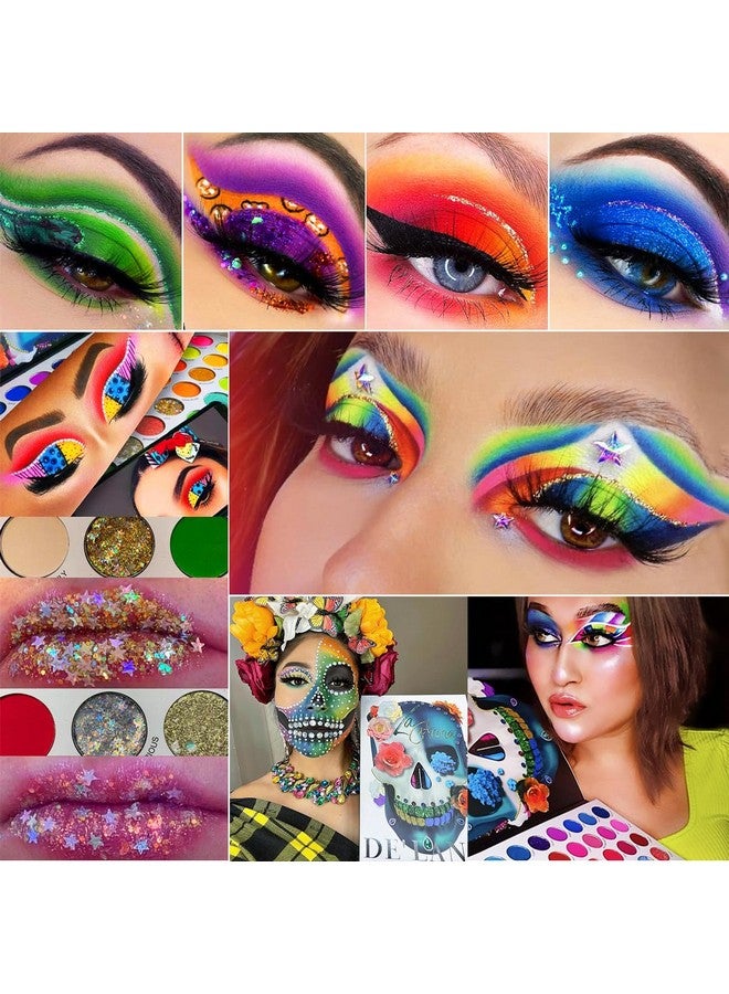 DE'LANCI Big Colorful Eyeshadow Palette Professional 54 Color Board Eye Shadow Bright Neon Glitter Matte Shimmer Makeup Pallet Highly Pigmented Powder EyeShadow for Women Girl Halloween Christmas Gift - Image 2