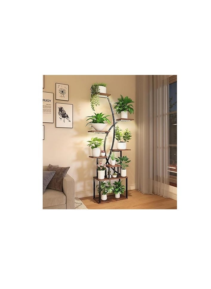 Royal Polar 8-Tier Indoor Plant Stand with Grow Lights, 65" Tall Metal Plant Shelf for Multiple Plants, Curved Display Rack for Living Room, Patio, or Balcony  - Image 2