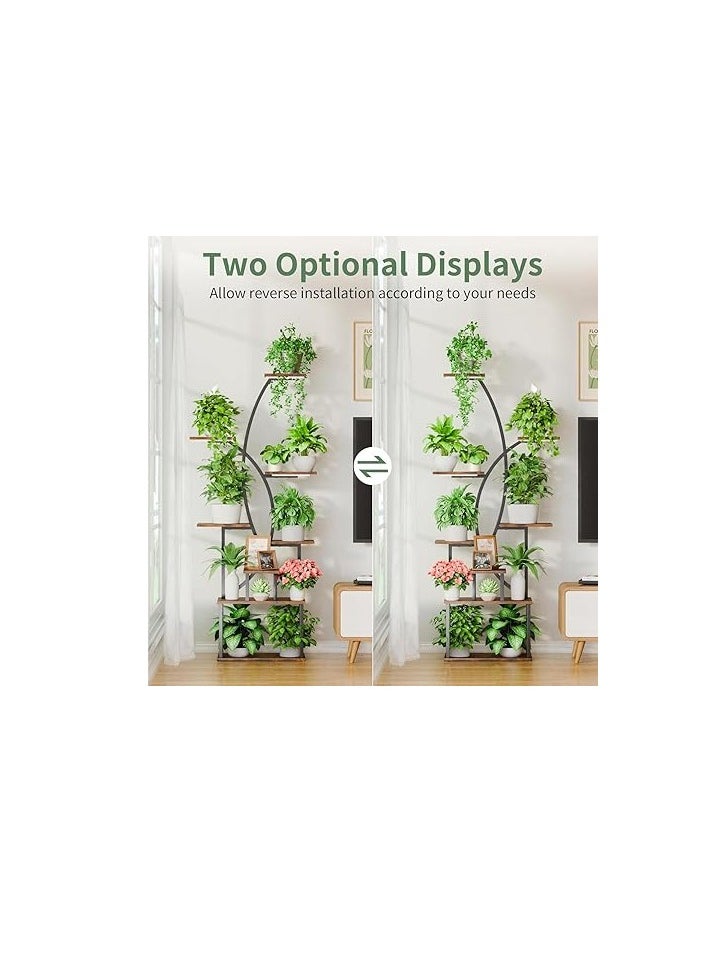 Royal Polar 8-Tier Indoor Plant Stand with Grow Lights, 65" Tall Metal Plant Shelf for Multiple Plants, Curved Display Rack for Living Room, Patio, or Balcony  - Image 5