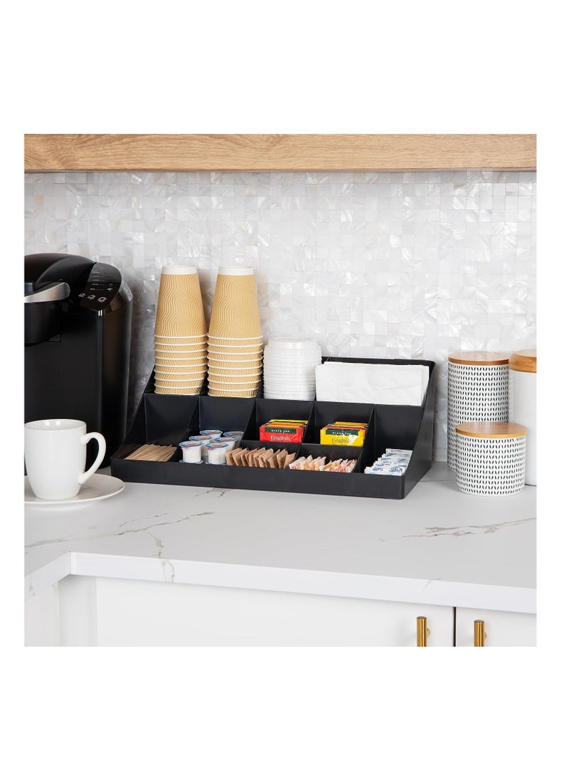 11 Grid Lounge Coffee Condiment Organiser, Coffee Bar Accessories and Organisers, Black