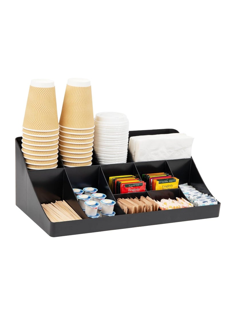 11 Grid Lounge Coffee Condiment Organiser, Coffee Bar Accessories and Organisers, Black