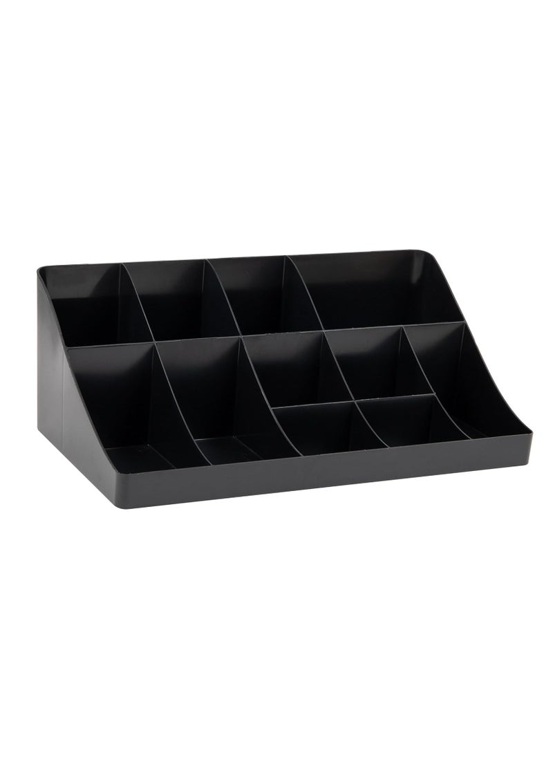11 Grid Lounge Coffee Condiment Organiser, Coffee Bar Accessories and Organisers, Black