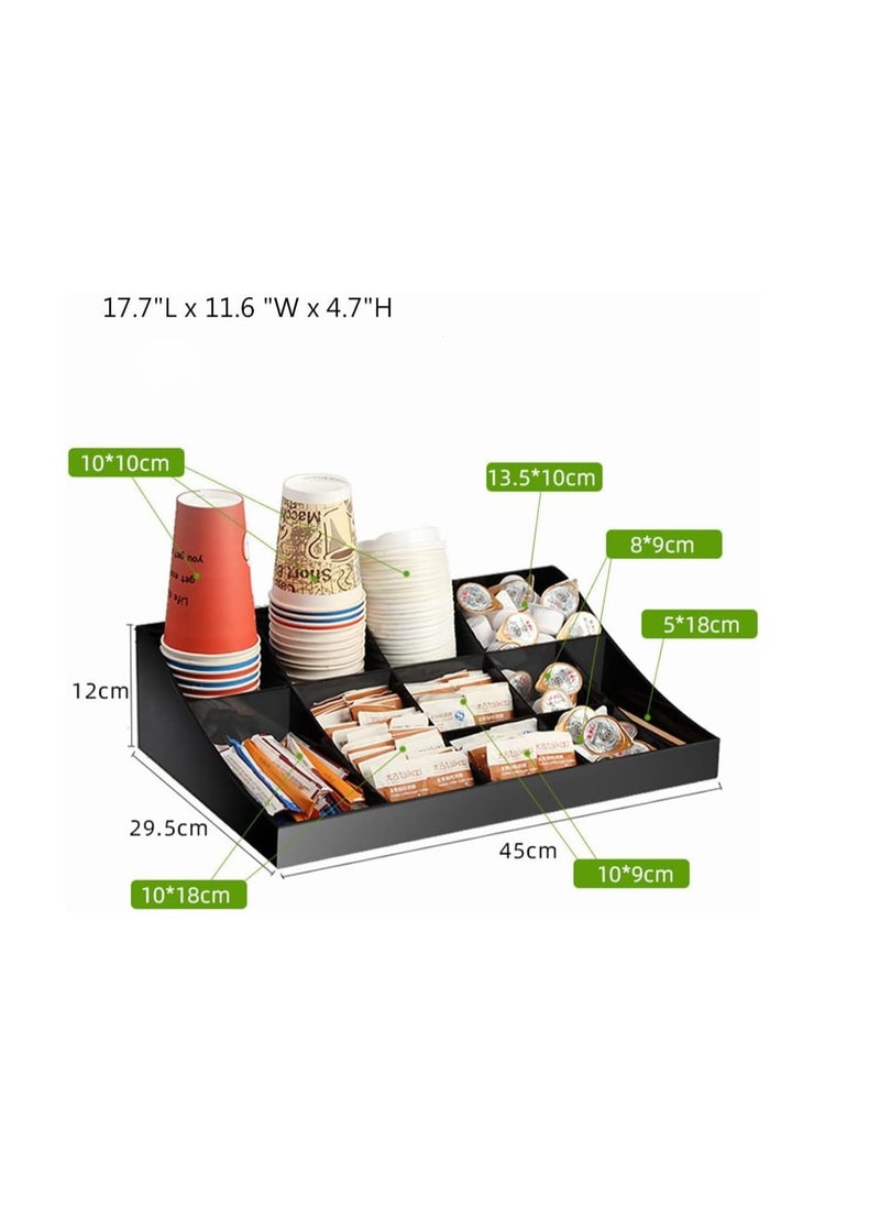 11 Grid Lounge Coffee Condiment Organiser, Coffee Bar Accessories and Organisers, Black