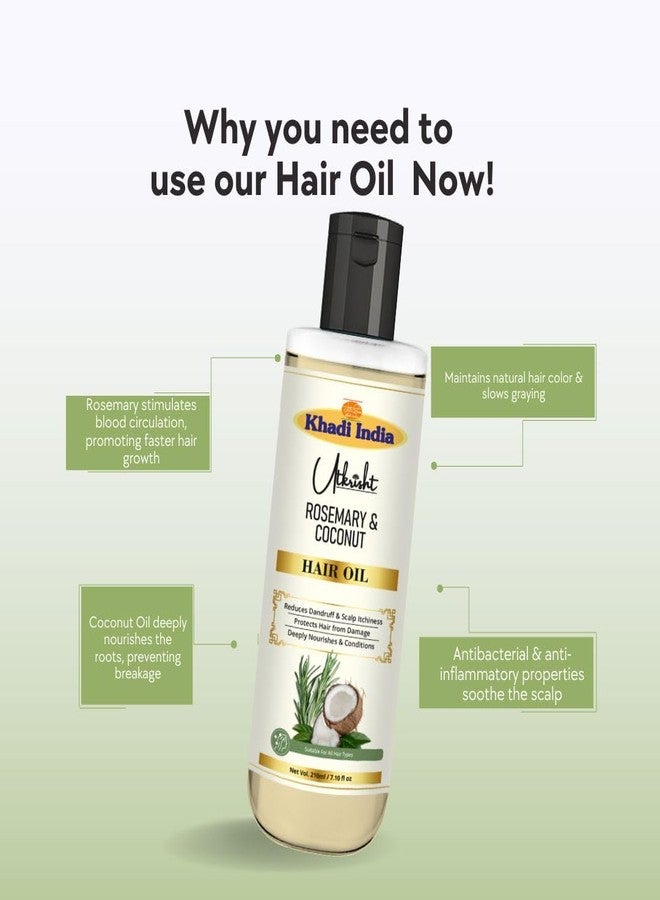Utkrisht Khadi Rosemary & Coconut Hair Oil 210ml | Hair Growth Oil for Hair Fall Control & Dandruff | Herbal Scalp Nourishment Oil for Strong, Shiny Hair - Image 5