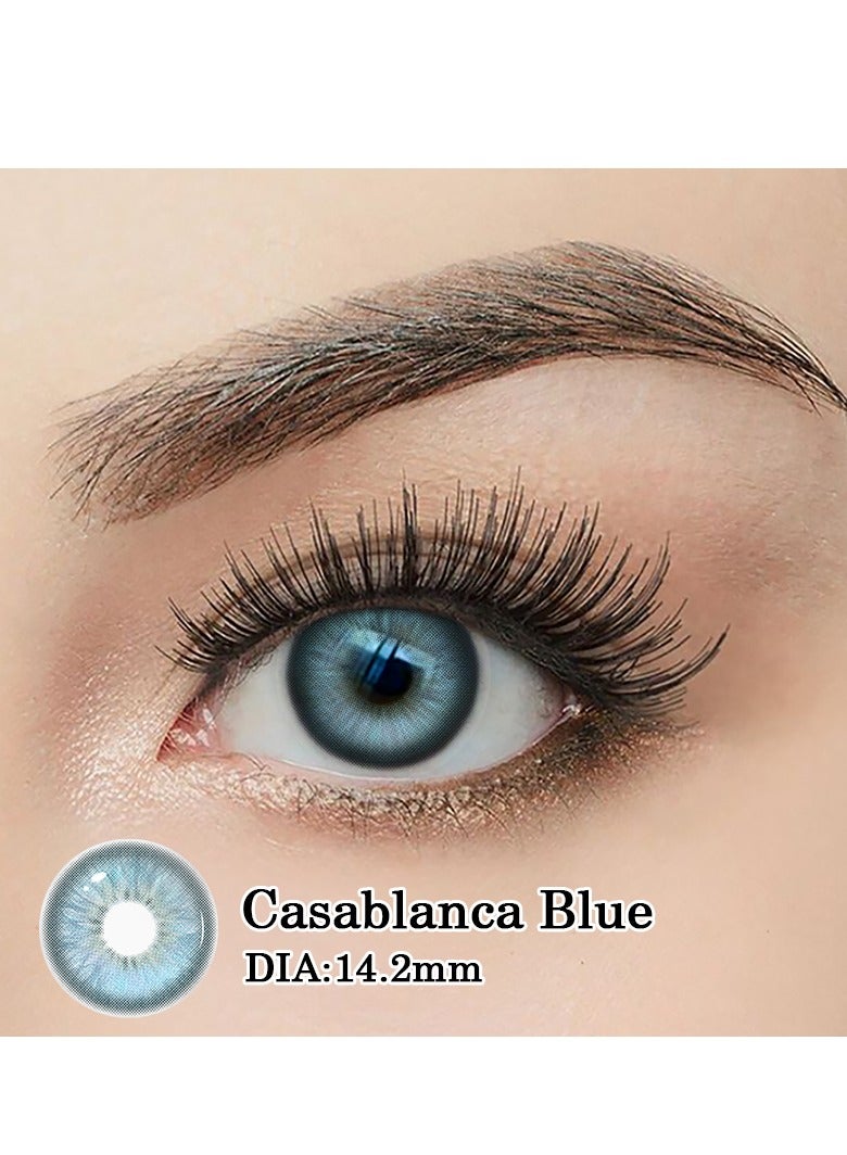KSSEYE Yearly Casablanca Blue  Colored Unisex Cosmetic Contact Lenses, Enlargement Collection With case