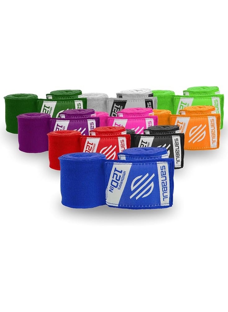 Sanabul  Elastic 120 Inch Boxing Hand Wraps Blue – Kickboxing, MMA & Muay Thai Handwraps for Men, Women & Kids - Image 1