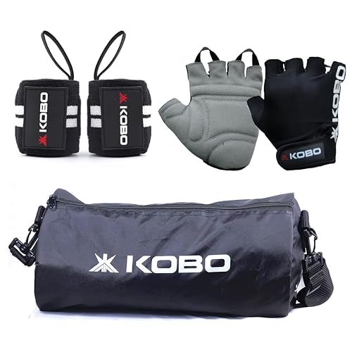 Kobo Gym Kit, Combo of Gloves, Bag & Wrist Support (Medium) - Image 1