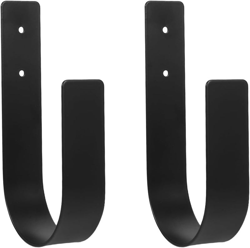 Garneck 2pcs U Shaped Curtain Tiebacks and Wall Mounted Drapery Holdback Hooks Black, Modern Curtain Storage Holder Set for Living Room Window Treatment - Image 1