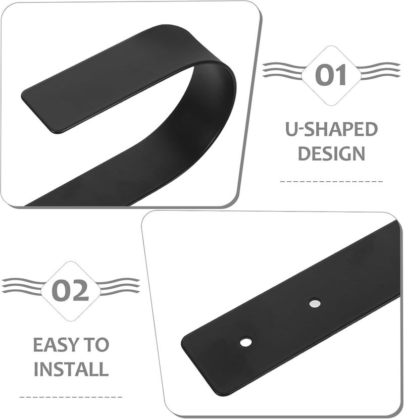 Garneck 2pcs U Shaped Curtain Tiebacks and Wall Mounted Drapery Holdback Hooks Black, Modern Curtain Storage Holder Set for Living Room Window Treatment - Image 2