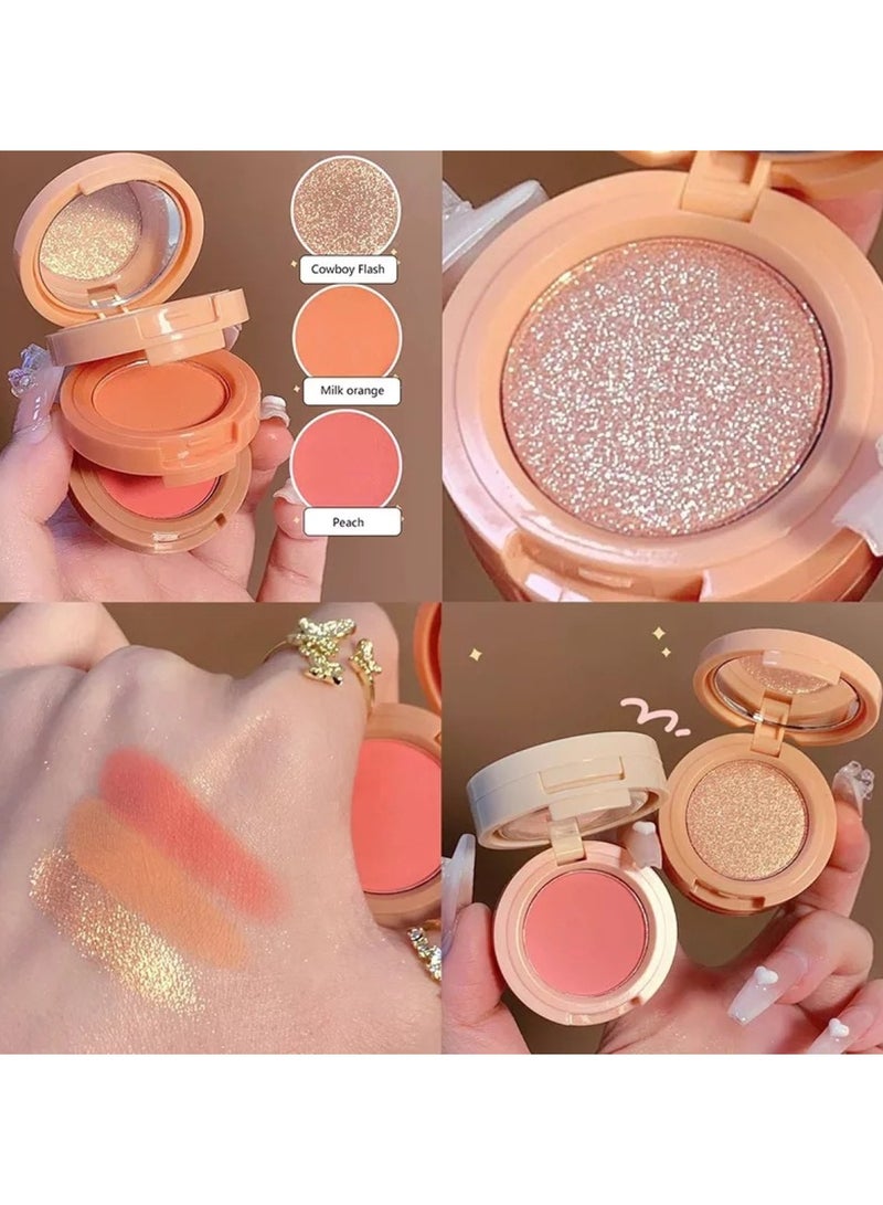 Huitich 3-in-1 Shimmer Bronzer and Pressed Powder Palette Orange - Image 2