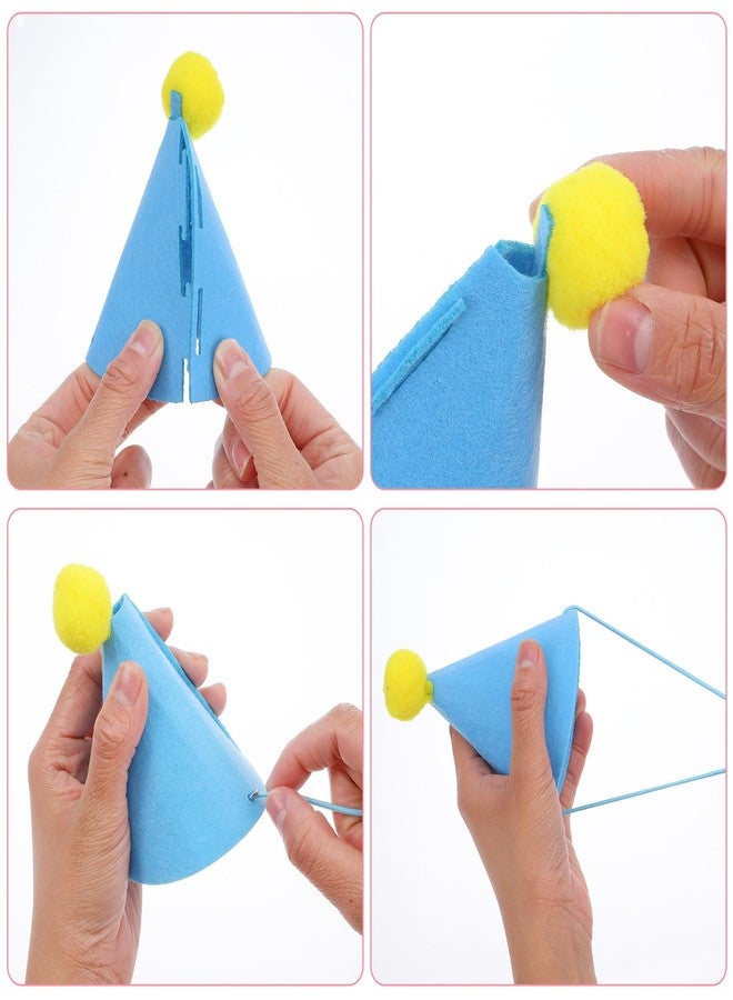 HaiFafafaing 6 Pcs Mini Party Hats for Stuffed Animals Colorful Felt Birthday Party Hats with Pom Poms Multicolor Mini Cone Hat for Adults Stuffed Animals Cat Dog Rabbit Photo Props - Image 3