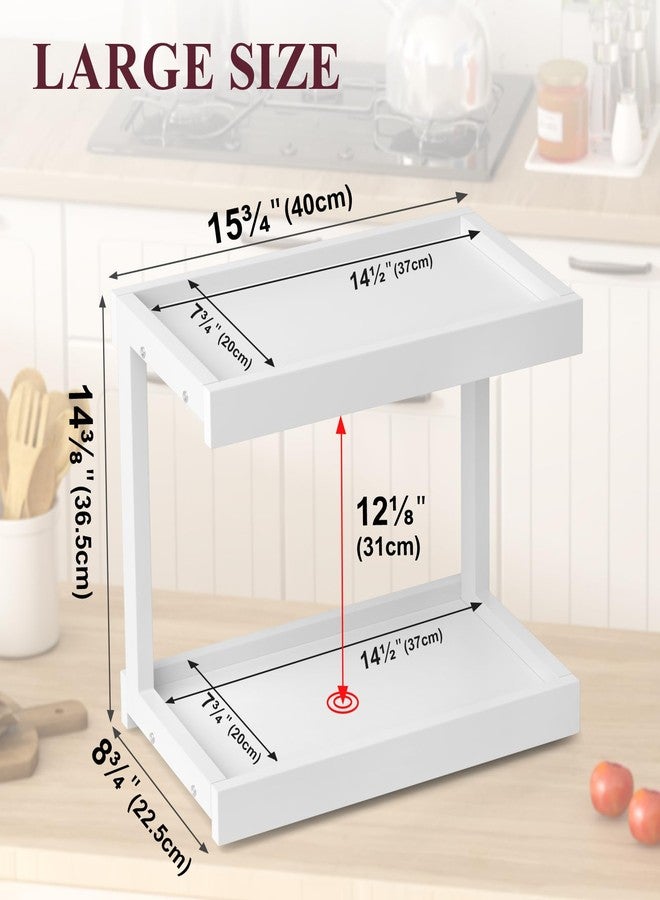 MARTY 2 Tier 15.75"x8.9" Large Countertop Shelf Organizer Spice Rack, Coffee Station Organizer for Mugs Cups, Wooden Shelf Desktop Storage Organizer for Kitchen Bathroom Home Office (White) - Image 5