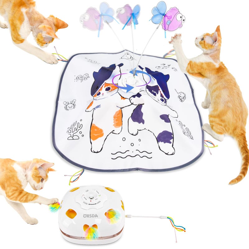ORSDA Cat Toys for Indoor Cats 5 in 1 Interactive Automatic Kitten Toys Rechargeable Electric Hide and Seek Moving Feather WhackAMole Spin Flying Teaser Wand Exercise Kicker Gifts for Cat - Image 2