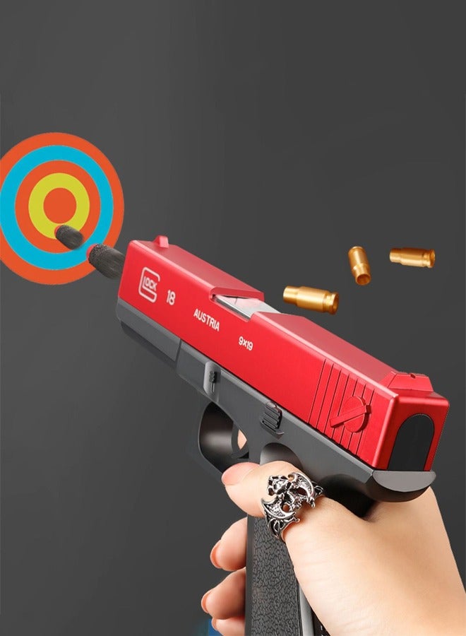 غاز لعبة مسدس، مسدس رصاص ناعم، لعبة مسدس مع وظيفة القذف، رصاصة ناعمة، كاتم صوت، لعبة مسدس للأطفال الأولاد والبنات أحمر - Image 5
