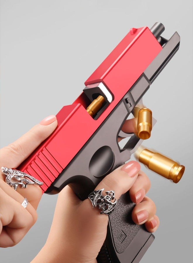 غاز لعبة مسدس، مسدس رصاص ناعم، لعبة مسدس مع وظيفة القذف، رصاصة ناعمة، كاتم صوت، لعبة مسدس للأطفال الأولاد والبنات أحمر - Image 3