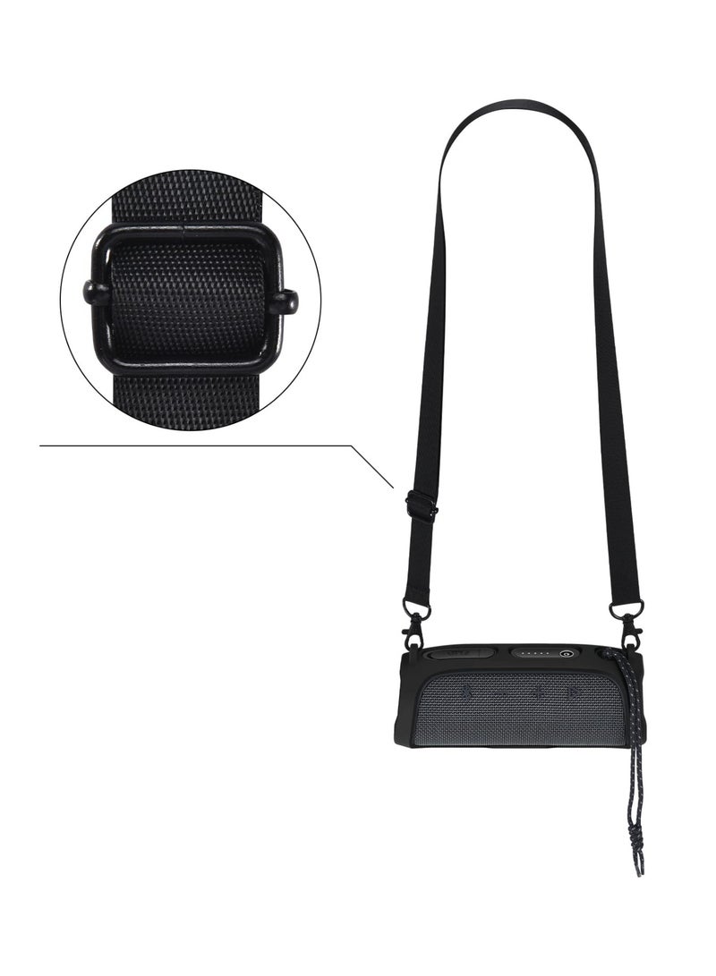 Silicone Case Cover for JBL FLIP ESSENTIAL 2 Speaker Travel Protective Carrying Gel Soft Skin Waterproof Rubber Pouch with Shoulder Strap (Black)  - Image 5