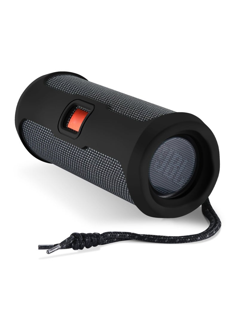 Silicone Case Cover for JBL FLIP ESSENTIAL 2 Speaker Travel Protective Carrying Gel Soft Skin Waterproof Rubber Pouch with Shoulder Strap (Black)  - Image 4