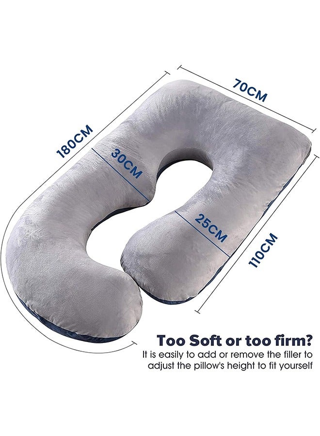 VTERLY Pregnancy Pillow U-Shape Full Body Maternity Pillow 180cm Long with Removable Bean Velvet Cover Body Pillow for Adults Sleeping Support Daily Use - Image 4