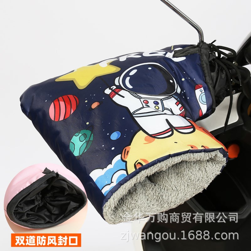 Electric car gloves motorcycle cotton handlebar cover winter thickened warm handlebar gloves waterproof winter factory direct sales navy astronaut 