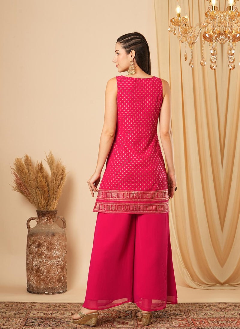 Globus Women Printed Tunic With Palazzo Festive Co-Ord Set - Image 4