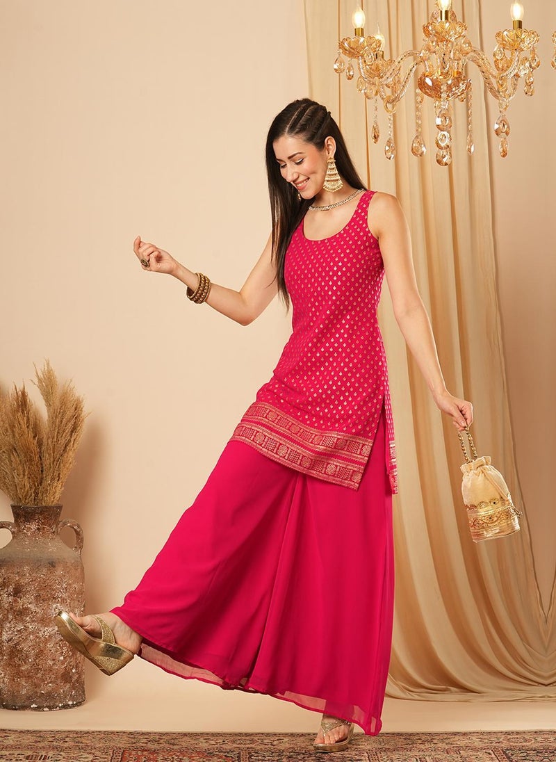 Globus Women Printed Tunic With Palazzo Festive Co-Ord Set - Image 1