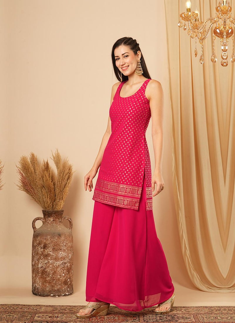 Globus Women Printed Tunic With Palazzo Festive Co-Ord Set - Image 3