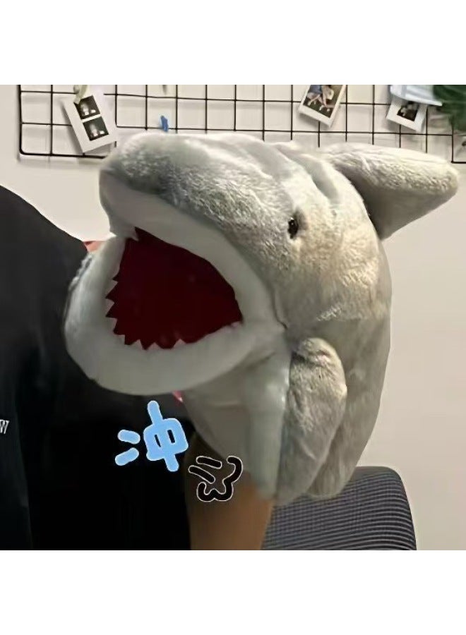 Shake Sound Explosions Small Shark Hand Doll Gloves Open Mouth Plush Shark Arm Hand Interactive Doll Mouth Movable Toy-Colour:Pink Shark-High:30  - Image 4