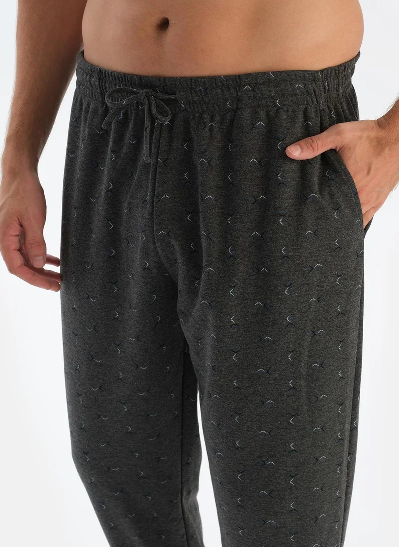 dagi Micro Print T-shirt & Trousers Pajama Set Crew Neck Supreme Mid Rise Sleepwear