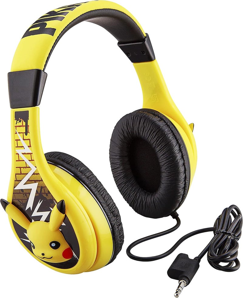 eKids Pokemon Pikachu Wired Kids Headphones, Adjustable, Stereo Sound, 3.5Mm Jack, Tangle-Free, Volume Control, Children's Headband On Ear for School Home, Travel - Image 1