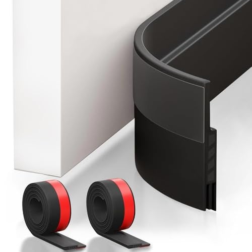 Suptikes 2 Pack Door Draft Stopper，Door Sweep for Exterior & Interior Doors,Door Bottom Seal Dust and Noise Insulation Weather Stripping Draft Guard Insulator, 1.8" W x 37" L,Black - Image 1