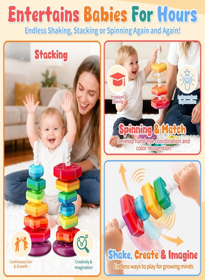 Gigilli Baby Spinning Stacking Toys for Toddlers 1-3, Sensory Montessori Toy for 1 Year Old Girl Boy, Rainbow Ring Stacker Tower, Educational Learning Toy, Perfect Christmas Birthday Gifts - Image 5