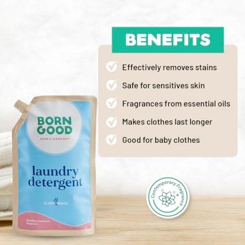 Born Good Natural Laundry Liquid Detergent | 1000ml | Brazilian Rosewood Fragrance | Plant-Based, Non-Toxic, Eco-Friendly, Organic | Tough on Stains & Odour, Gentle on Skin & Fabrics Baby-Safe - Image 2
